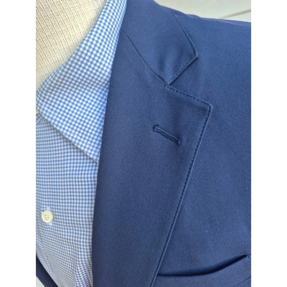 Sene Mens Navy Blue Custom Tailored Two Button Blazer Sport Coat‎ Jacket Sz 38 S